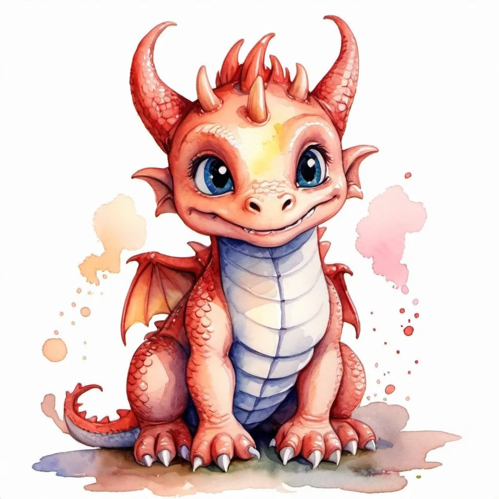 Prompt: cute dragon, watercolour work