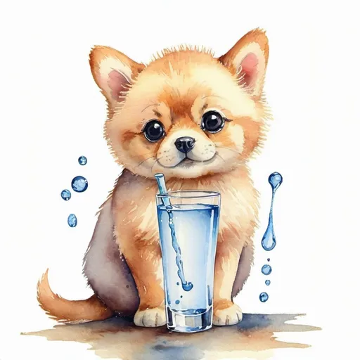 Prompt: cute glass of water, watercolour work