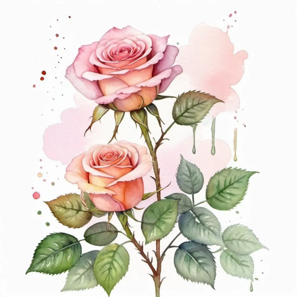 Prompt: cute rose flower, watercolour work