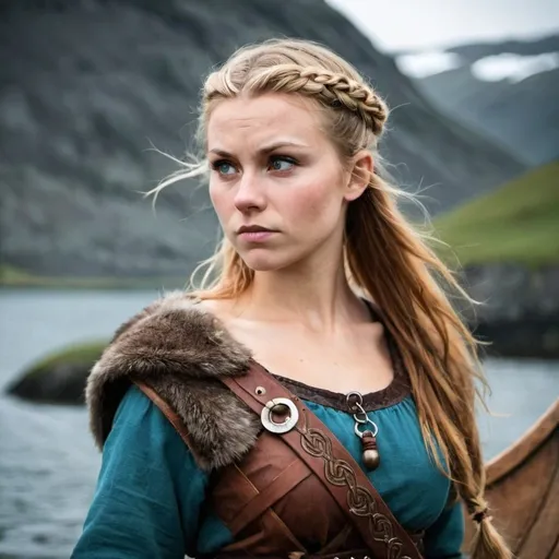 Prompt: I want a picture of a viking women