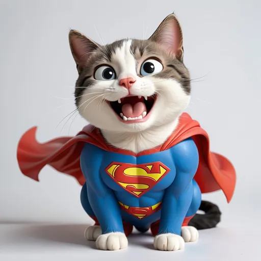 Prompt: happy cat superman without backgraund