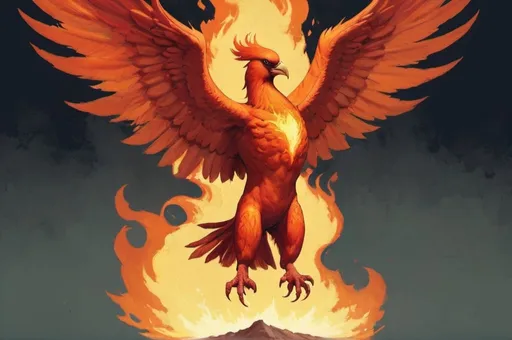 Prompt: 15 Minutes,Flame, Phoenix, pulp style