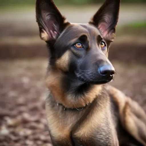 Prompt: Can you draw a young woman with brown (almost shoulder length) hair. She has two working dogs, one is a 2 years old Malinois named Jocko and the other is a 1.5 year old darker Dutch shepherd. Jocko wears a 1.5 inch chocolate colour biothane collar and Leif wears a dark blue one.

Can you do a picture of them all together 