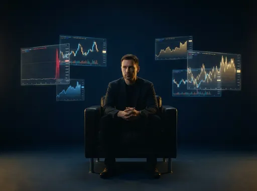 Prompt: Prompt Sora – Episode 1 (8–12s)

Cinematic short video about professional trader mindset.

A lone trader sitting calmly in a dark minimalist room, multiple glowing charts floating around him. Market noise fades away.

Slow motion, deep navy blue background, soft golden light highlighting focus and discipline.

The trader ignores sudden price spikes and volatility, remaining calm and still.

Mood: disciplined, calm, elite mindset.

Cinematic lighting, shallow depth of field, ultra-realistic, 4K.

No text, no watermark.