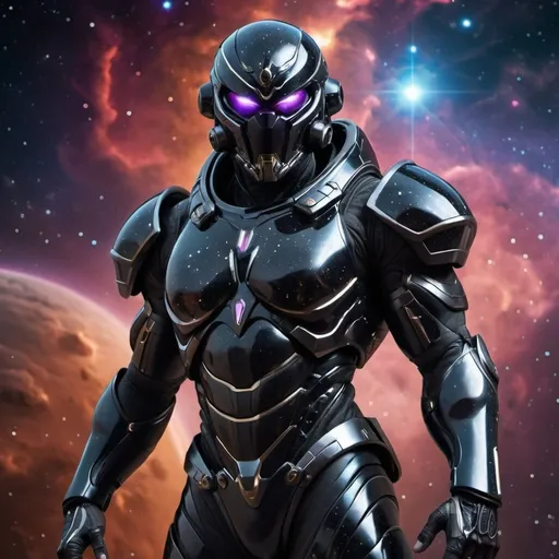 Prompt: Black African space warriors, futuristic full body armor, powerful and determined stance, detailed facial features, cosmic background with nebulas and galaxies, high quality, dynamic poses, detailed armor, cosmic, powerful presence, determined expressions, professional lighting