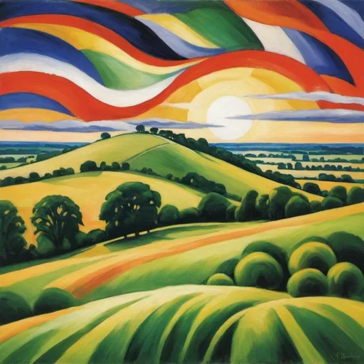 Prompt: Wittenham clumps in style of Franz Marc