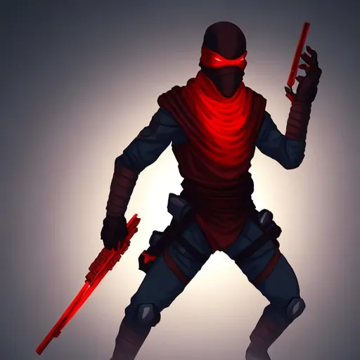 Prompt: Sci-fi ninja with red aura