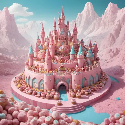 Prompt: A fantasy kingdom made of sweets
