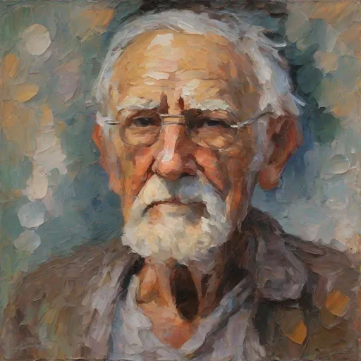 Prompt: Portrait of an old man, very thick Impasto, impressionism