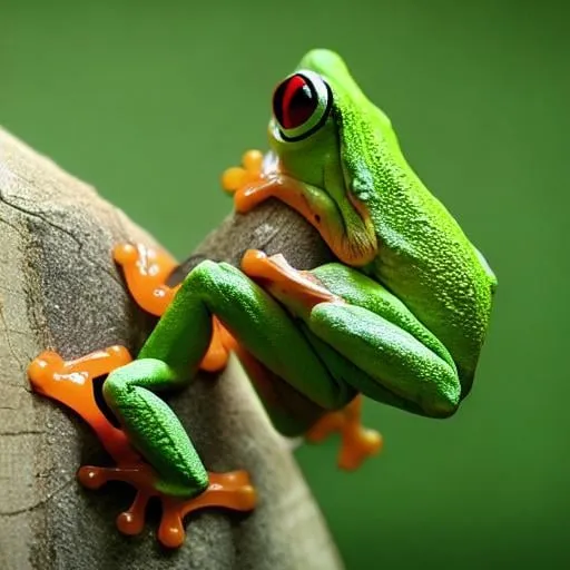 Prompt: A tree frog pinching the bum of a cow