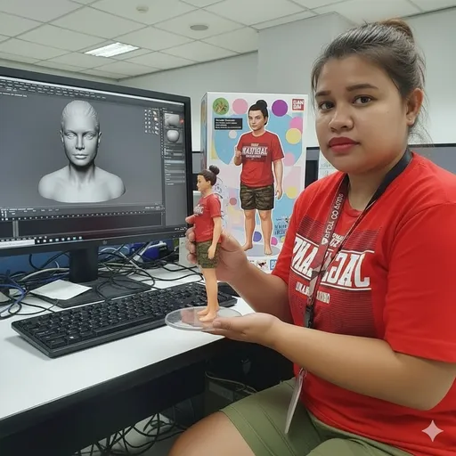 Prompt: Two hands gently pick up the figure in the frame and rotate it slightly for inspection.
The model on the computer screen and the model printed on the packaging box remain stationary, while all other background elements stay unchanged.