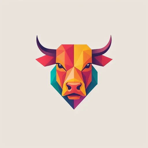 Prompt: color Brand logo bull minimalistic geometric
