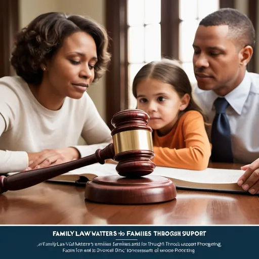 Prompt: (Title at the Top in Bold, Large Letters):
Family Matters: Strengthening Families Through Understanding and Legal Support

(Image of a family on one side and a separate image of a courtroom scene or gavel on the other)

(Main Message Block):
"Family law is vital for protecting children’s futures. Whether you’re facing divorce, custody issues, or seeking child support, family law ensures that the best interests of children are prioritized, and parents are treated fairly. Navigating family transitions can be difficult, but with the right legal support, families can heal and stay strong."

(Statistics/Quote):
"One in three children live in homes where parents are separated or divorced."
"Children of separated parents are more resilient with fair custody arrangements and emotional support."

(Call to Action):
"Need support? Contact [Your Local Family Law Resource]."
"Get counseling help during family transitions: [Helpline or Counseling Support Information]."

(Social Media Hashtags):
#FamilyLawAwareness #JusticeForFamilies #StrengthInFamilies