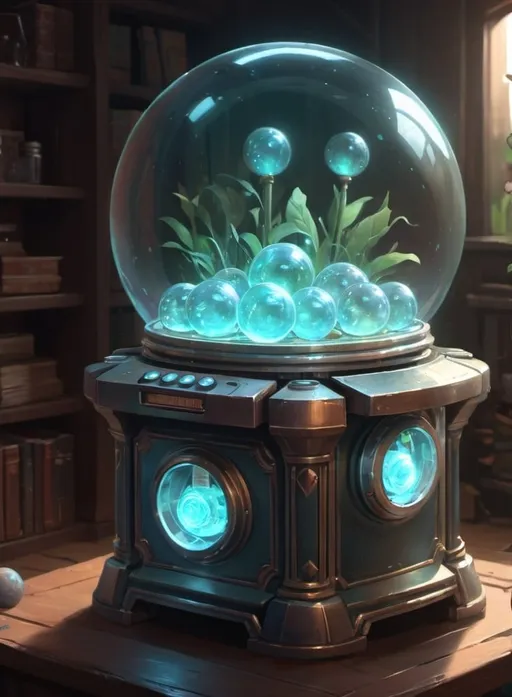 Prompt: A vendermachine in its magic orbs with cristallightiing Off the spring Artstation style