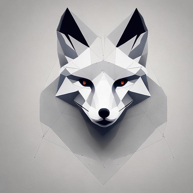 Prompt: a geometric fox's head
