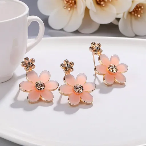 Prompt: Shining resin flowers earrings