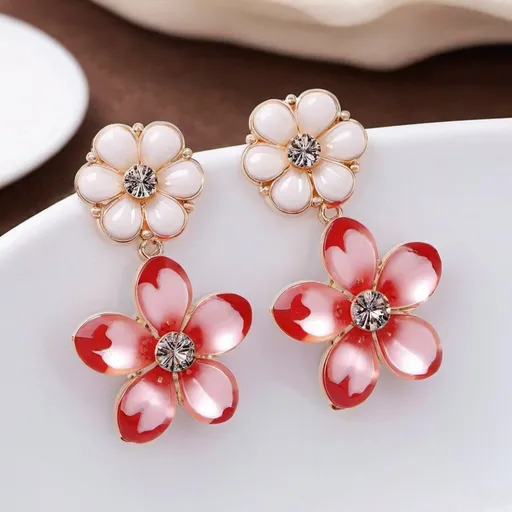 Prompt: Shining resin flowers earrings