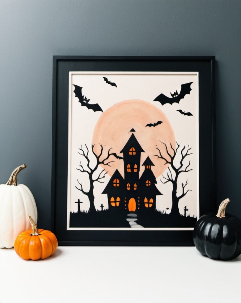 Prompt: Create boho minimalistic halloween art