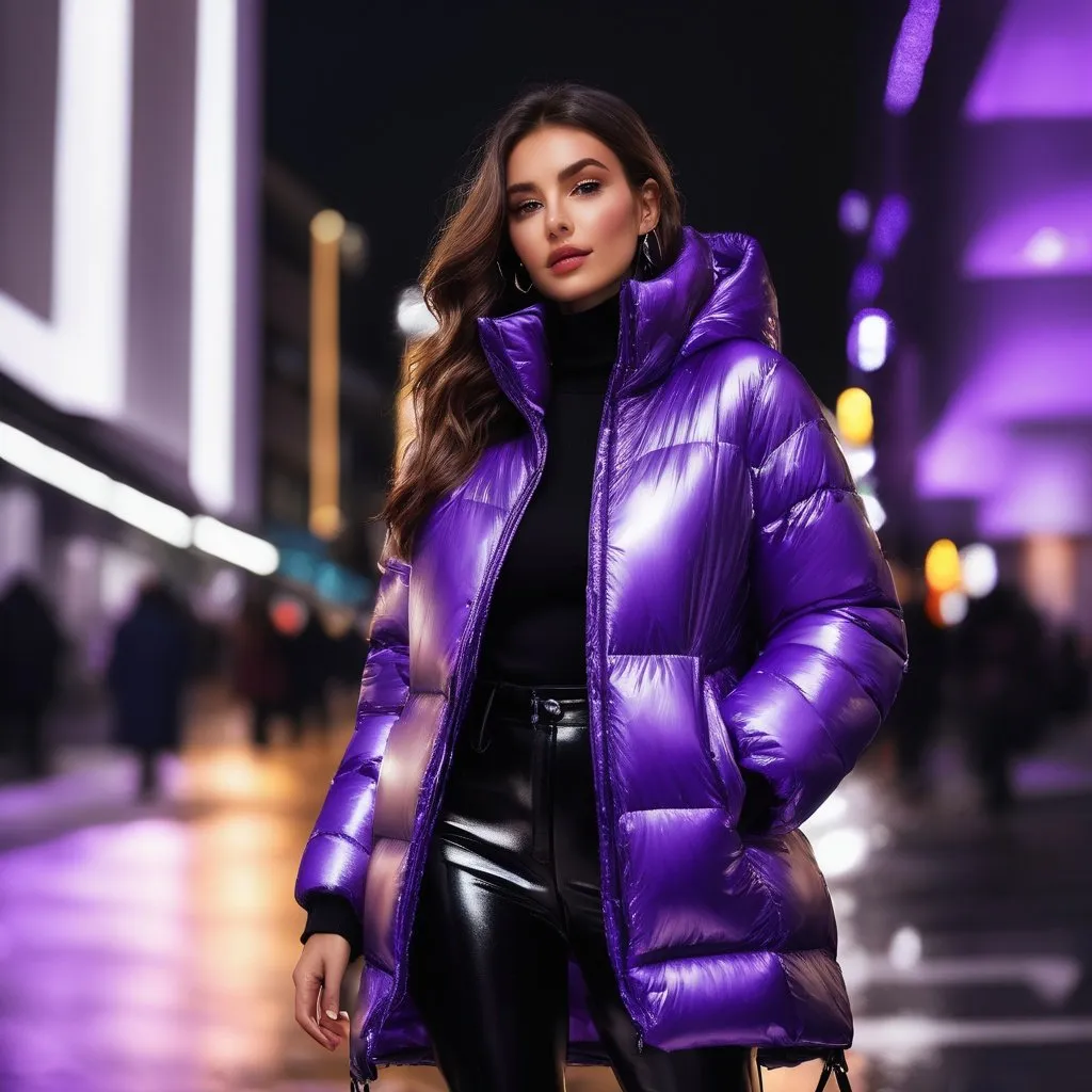 Shiny purple hot sale puffer jacket