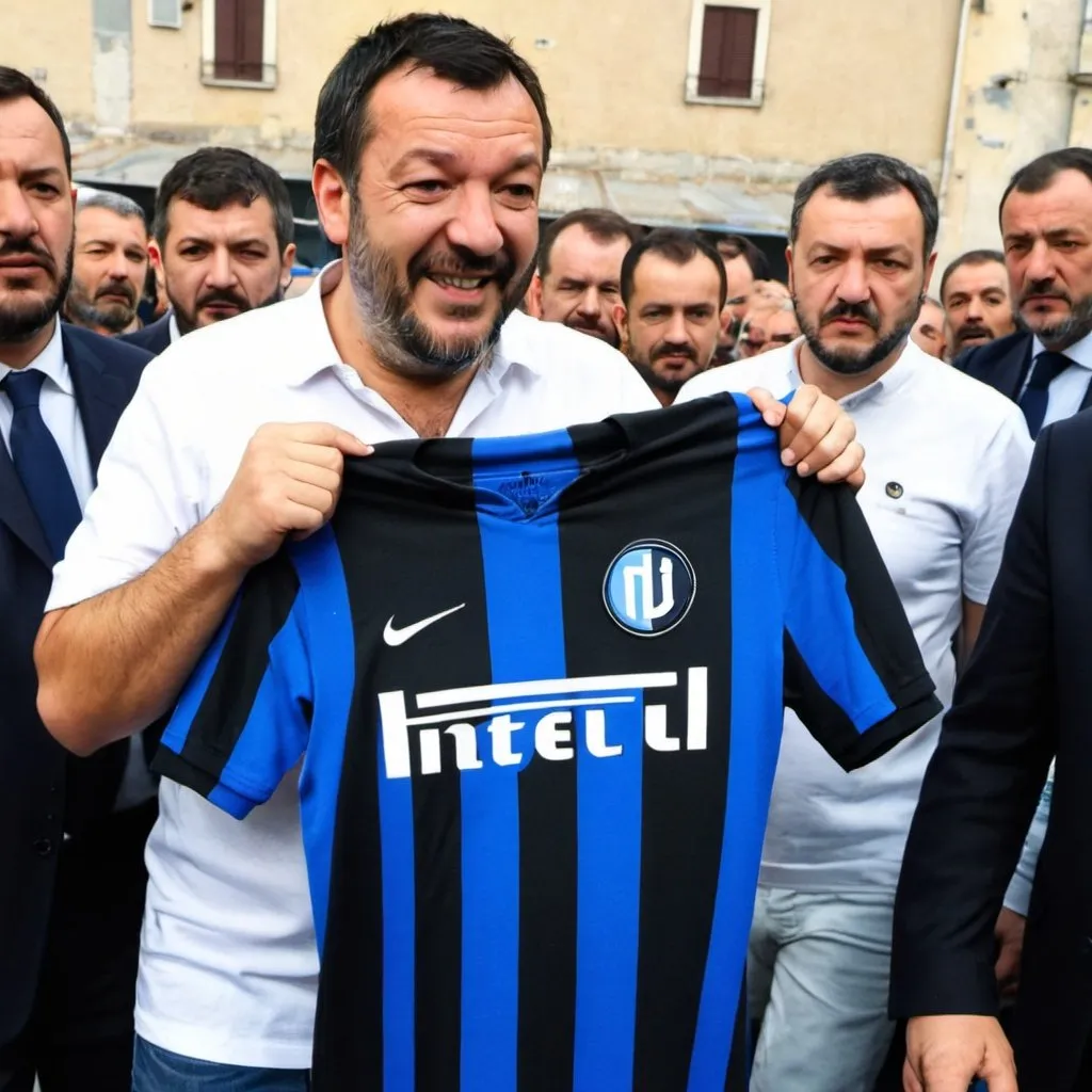 Prompt: Salvini con la maglia dell inter
