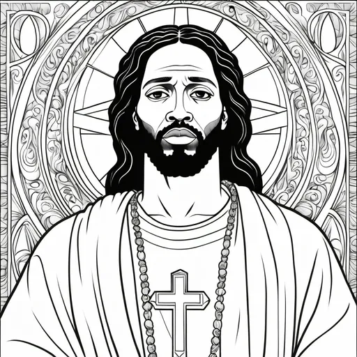 Prompt: coloring book images of black jesus
