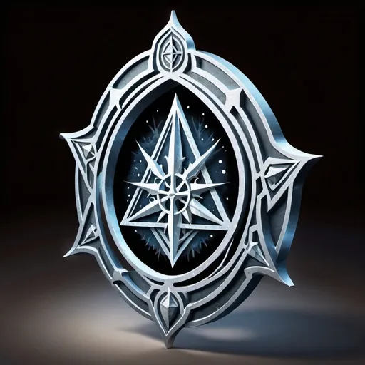 Prompt: A drawing of a symbol should convey the essence of the Navigator's Guild: mastery in navigation, a deep connection to the icy wilderness of the Frostland, and a commitment to guiding and exploration. The overall design should be intricate, elegant, and reflective of both the harsh environment and the precision required in navigation.