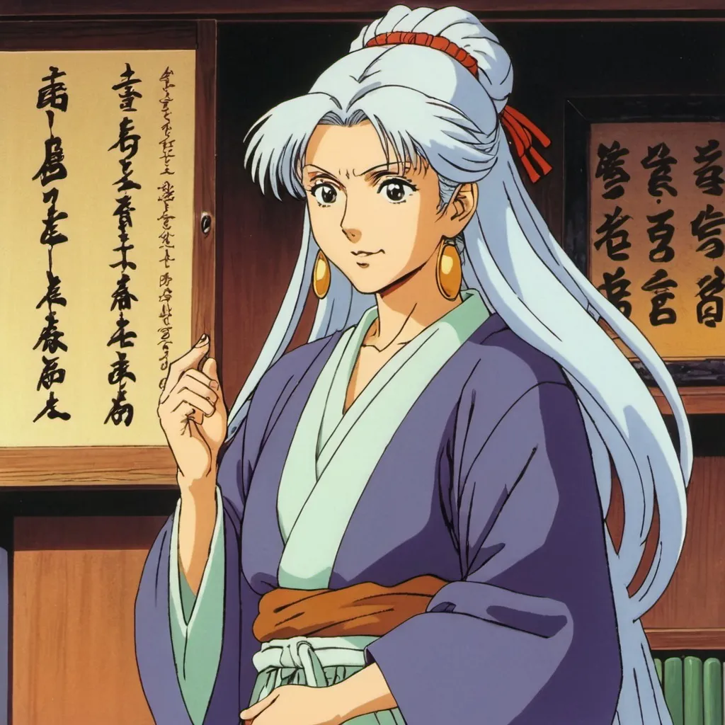 Prompt: 1990s anime, wise sage woman