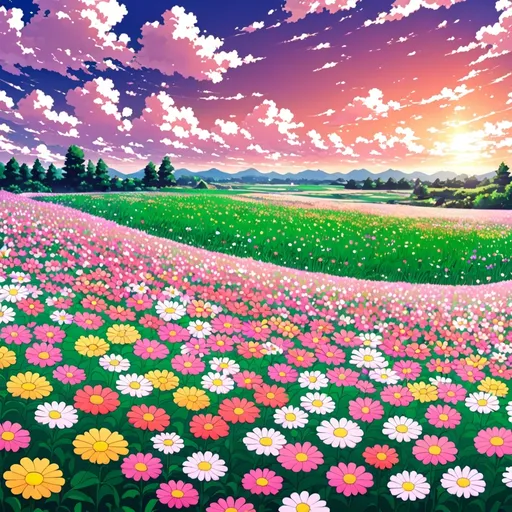 Prompt: Anime flower field 