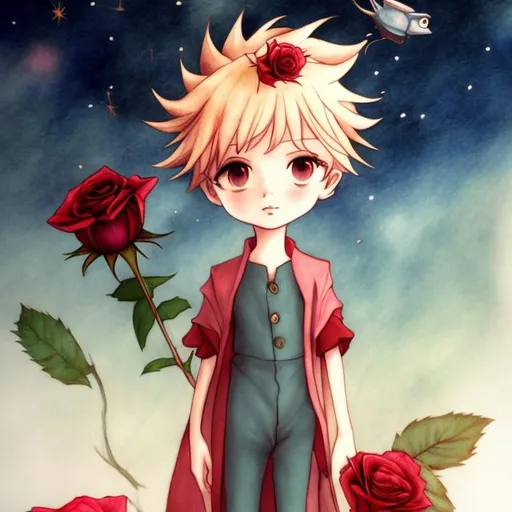 Prompt: the little prince and a rose style wallpaper
pencil art
