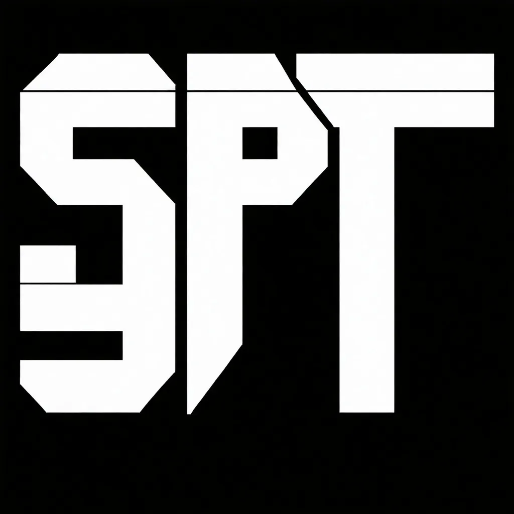 Prompt: Letters SPT in cool font with a black background. Design Matrix theme