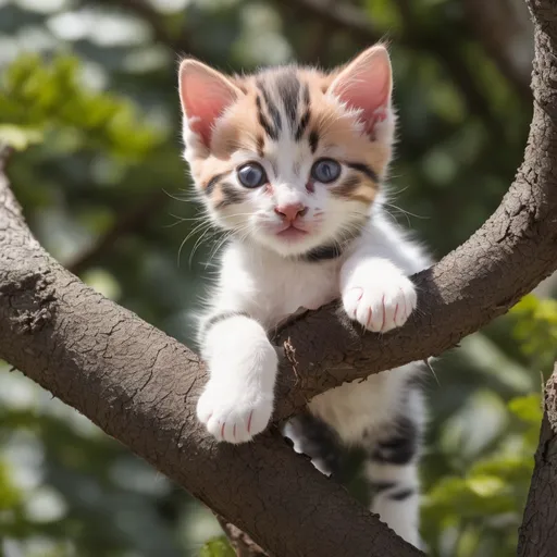 Prompt: Kitten stuck in a tree