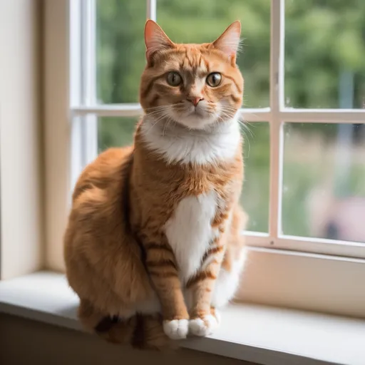 Prompt: Whiskers the brave kat sitting in the window 