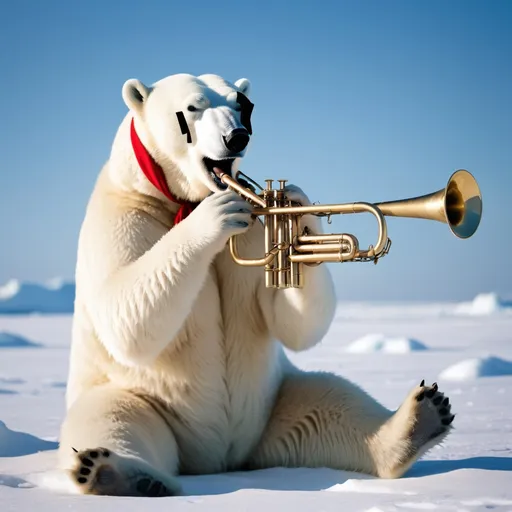 Prompt: Polar bear playing a trumpet 