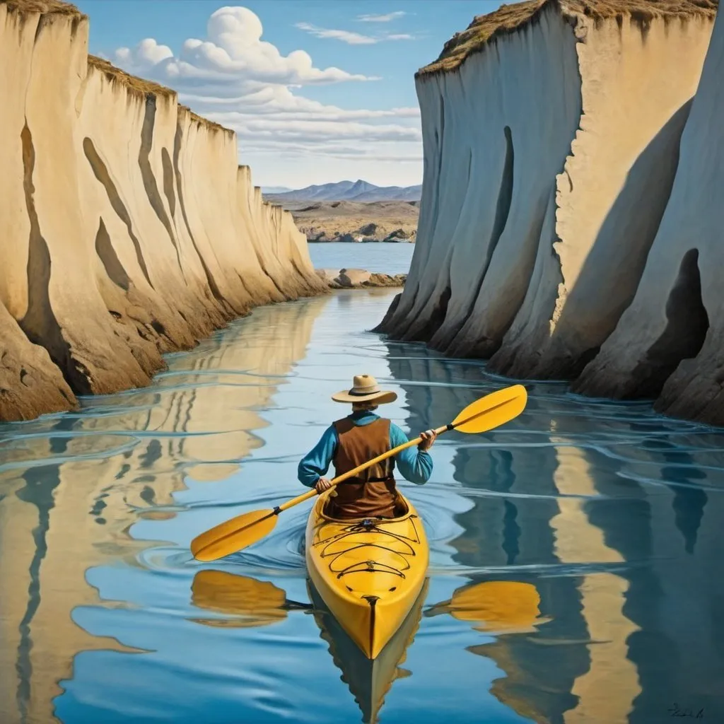 Prompt: A kayaker in the style of salvador dali
