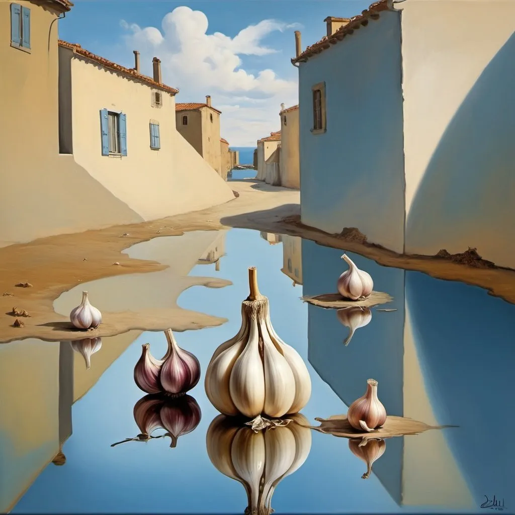 Prompt: garlic in the style off Salvador Dali