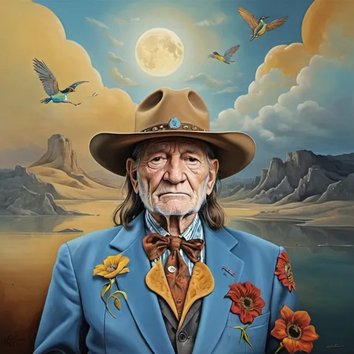 Prompt: willie nelson in the style of Salvador Dali
