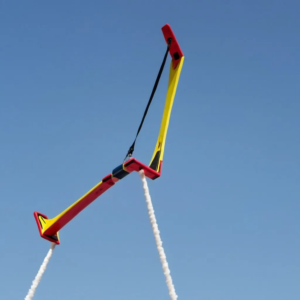 Prompt: A slingshot launching toward the sky