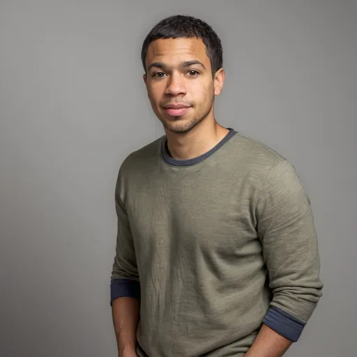 Prompt: A Mixed race man in his 30s with short hair. Full body in his casual clothes.  