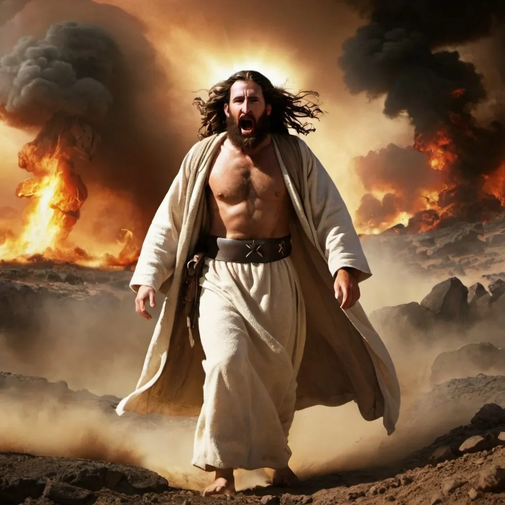 Prompt: version of Yeshua during battle at Armageddon 