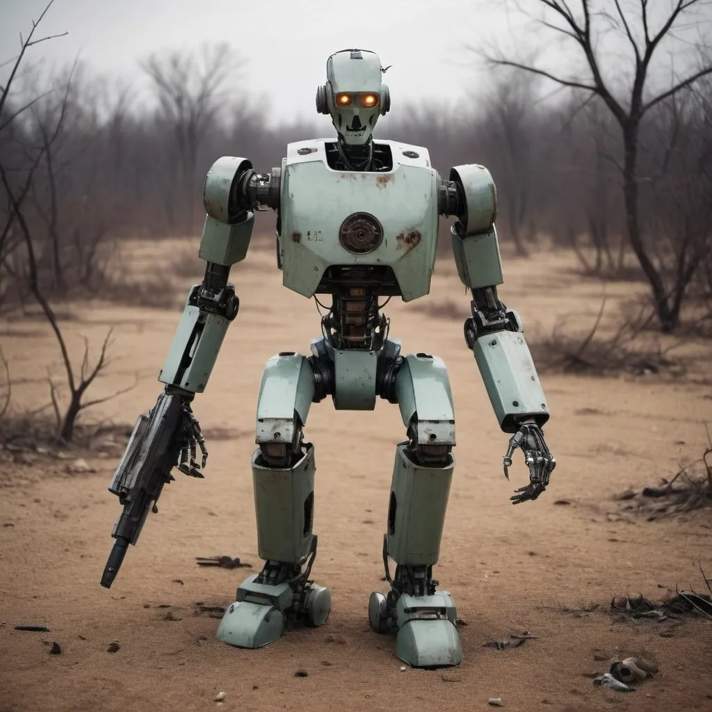 Prompt: after after a nuclear war the world is desolate. only crop robots are left.
humans have to fight the robots from killing off nature with homemade weapons, all out hand to hand combat.




