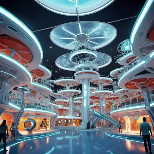 Prompt: futuristic indoor amusement park like in the book nanopark