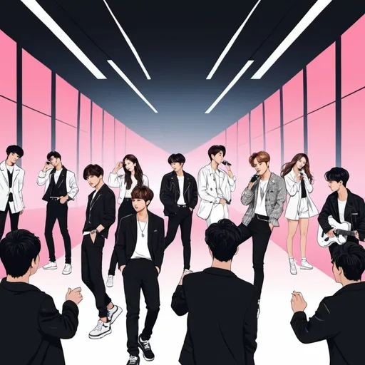 Prompt: k-pop illustration for ppt background