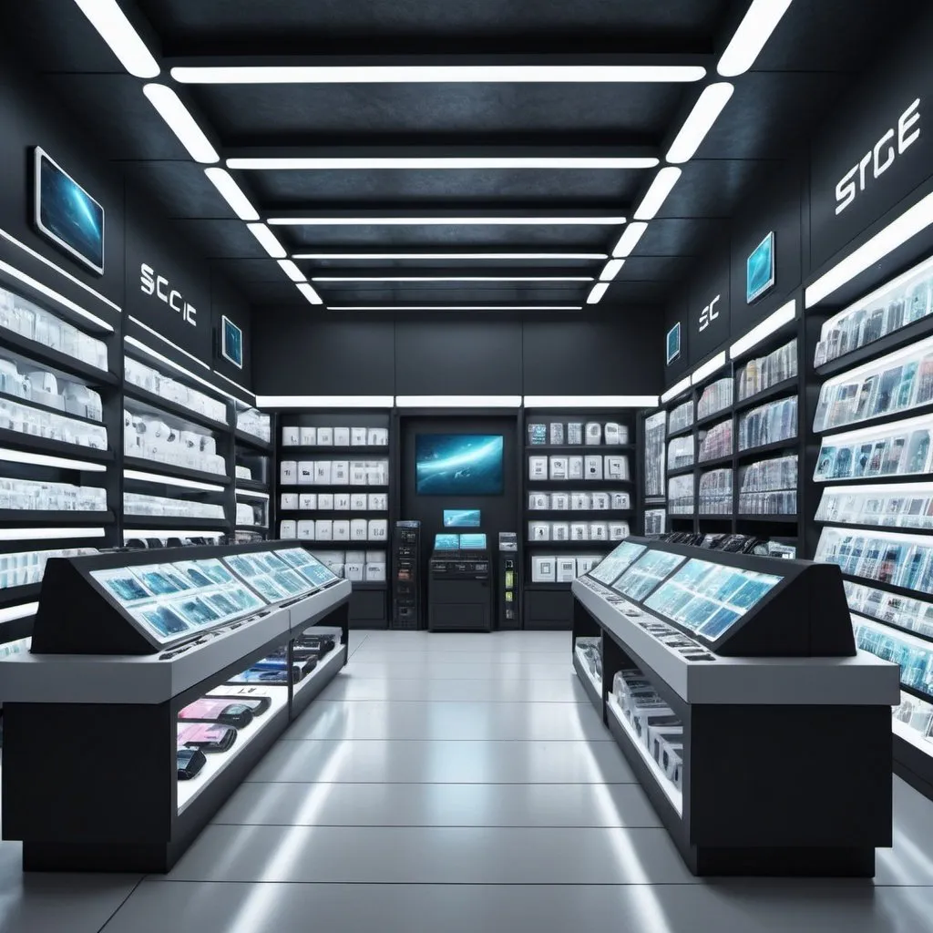 Prompt: Electronic store in the future sci-fi


