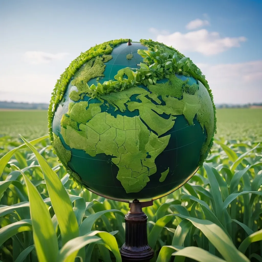 Prompt: a globe of green crops