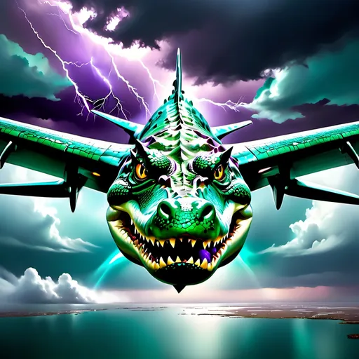 Prompt: cocodrilo avion militar