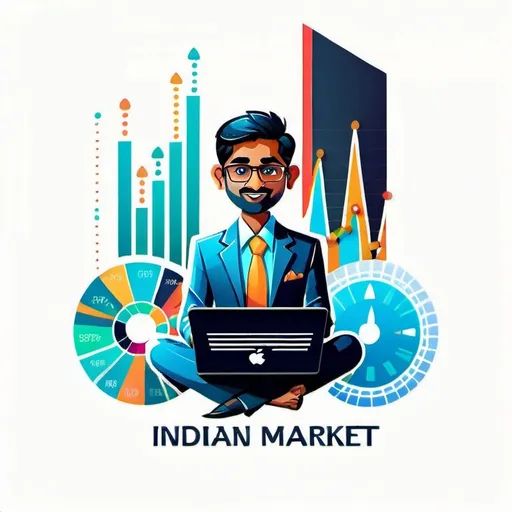 Prompt: Detailed, sleek digital illustration of a professional Indian business person with a laptop, modern stock market interface on the screen, traditional Indian patterns, vibrant color palette, high quality, modern, energetic, detailed laptop, stylish attire, dynamic composition, Indian stock market, tech-savvy, vibrant colors, modern interface, sleek design, logo concept, Trading Hub, business professional
