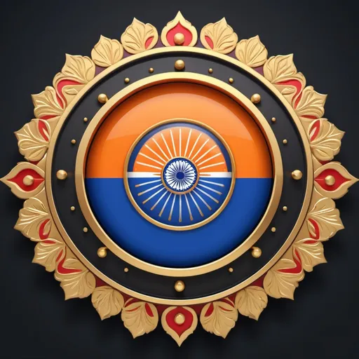 Prompt: India trading logo for YouTube live name trading hub trading, professional, modern design, vibrant colors, high quality, detailed emblem, gold accents, dynamic and energetic, traditional Indian elements, sleek and polished, 3D rendering, flag motif, trading theme, cultural fusion, contemporary twist, YouTube live, best quality, vibrant colors, modern design, traditional elements, dynamic, 3D rendering, professional, polished, gold accents, flag motif, cultural fusion, energetic