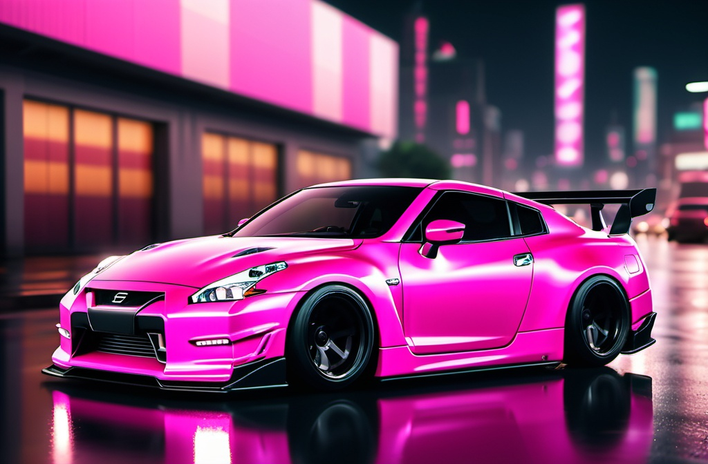 Prompt: Drifting nissan jdm
, VERY SPARKLING pink finish, automotive color scheme, dramatic shadows, sleek design, high-speed motion,, urban backdrop at night, neon city lights reflecting, ultra-detailed, 4K, cinematic atmosphere, adrenaline-pumping vibe, bold composition, eye-catching and stylish wallpaper. make it look like diamonds

