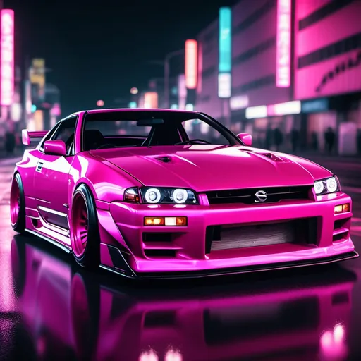 Prompt: Drifting nissan jdm
, VERY SPARKLING pink finish, automotive color scheme, dramatic shadows, sleek design, high-speed motion,, urban backdrop at night, neon city lights reflecting, ultra-detailed, 4K, cinematic atmosphere, adrenaline-pumping vibe, bold composition, eye-catching and stylish wallpaper. make it look like diamonds

