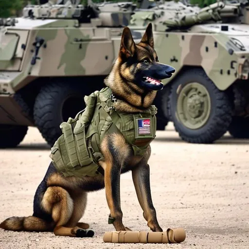 Prompt: A military dog